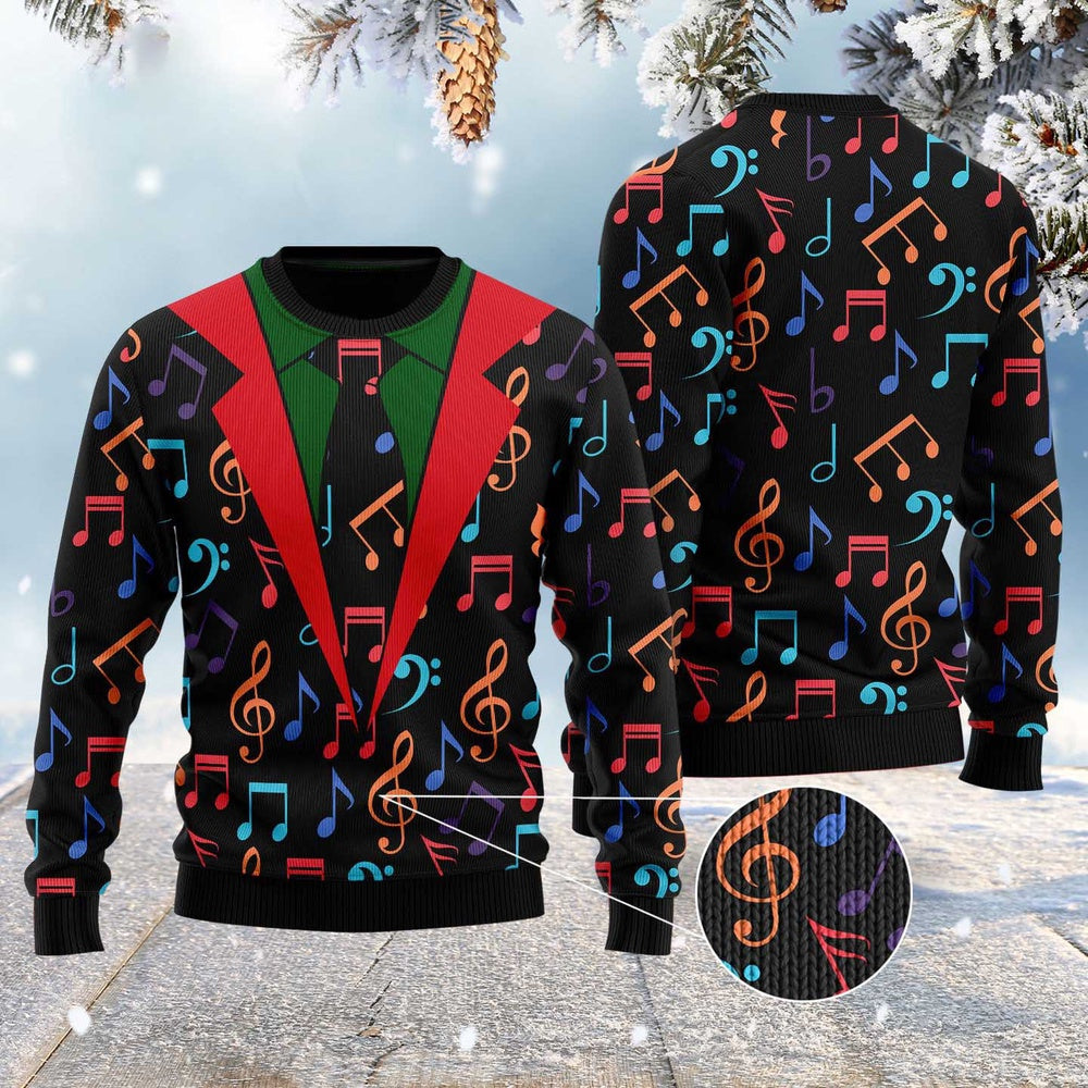 Colorful Music Notes Ugly Christmas Sweater, Funny Xmas Sweater, Sweater Xmas