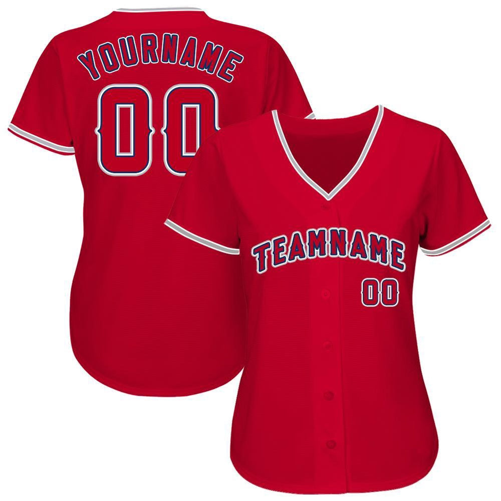 Cool Baseball Jersey, Custom Red Navy Gray Baseball Jersey, Best Baseball Jerseys