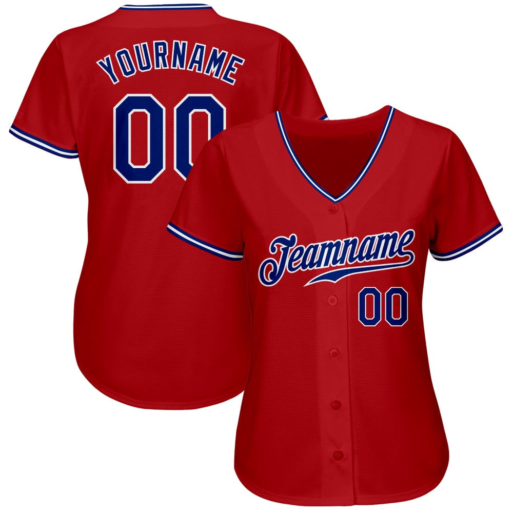 Cool Baseball Jersey, Custom Red Royal White Authentic Baseball Jersey, Best Baseball Jerseys