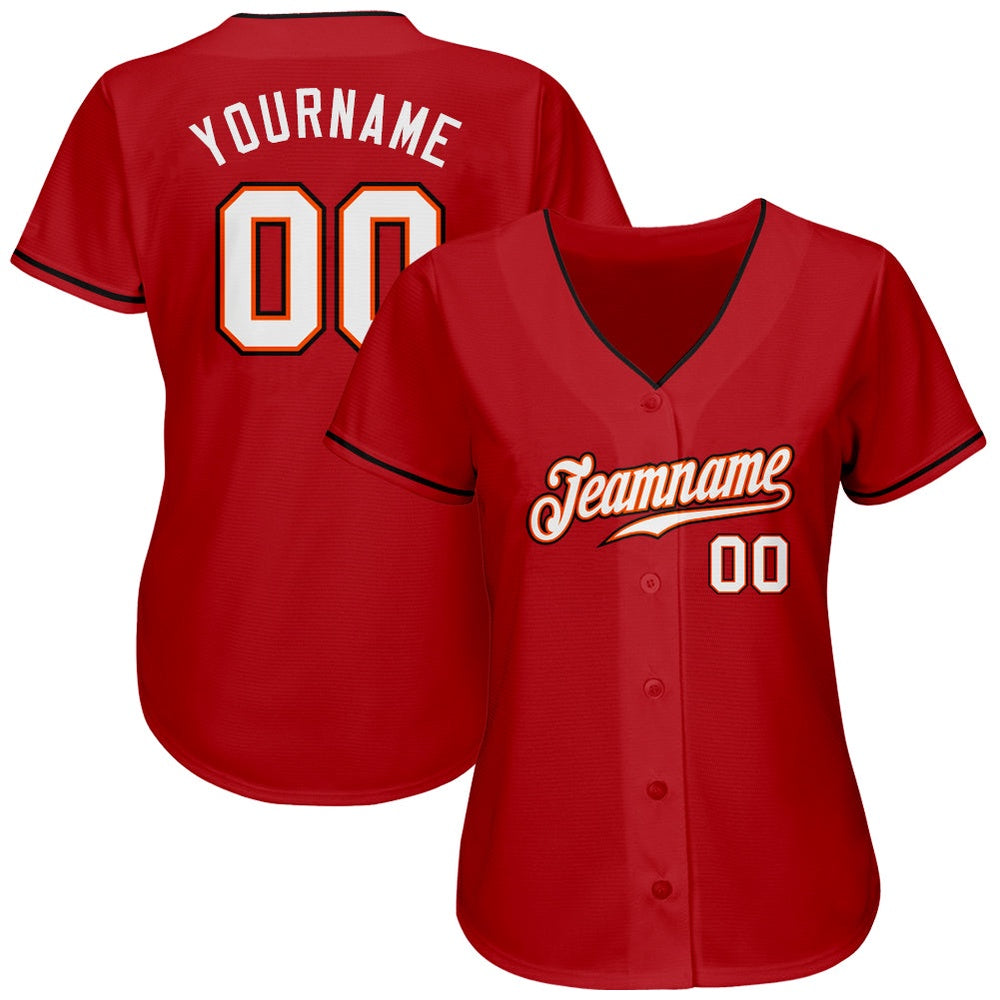 Cool Baseball Jersey, Custom Red White Orange Authentic Baseball Jersey, Best Baseball Jerseys