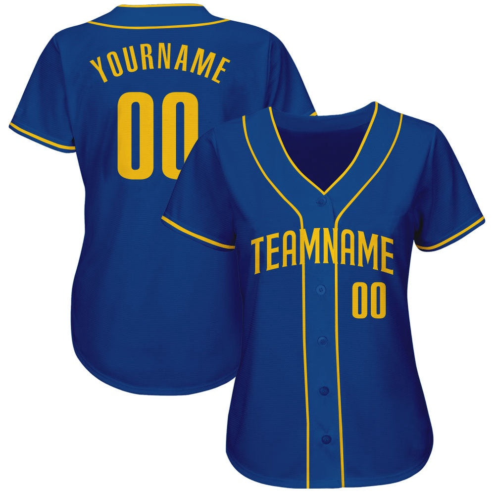 Cool Baseball Jersey, Custom Royal Gold Authentic Baseball Jersey, Best Baseball Jerseys