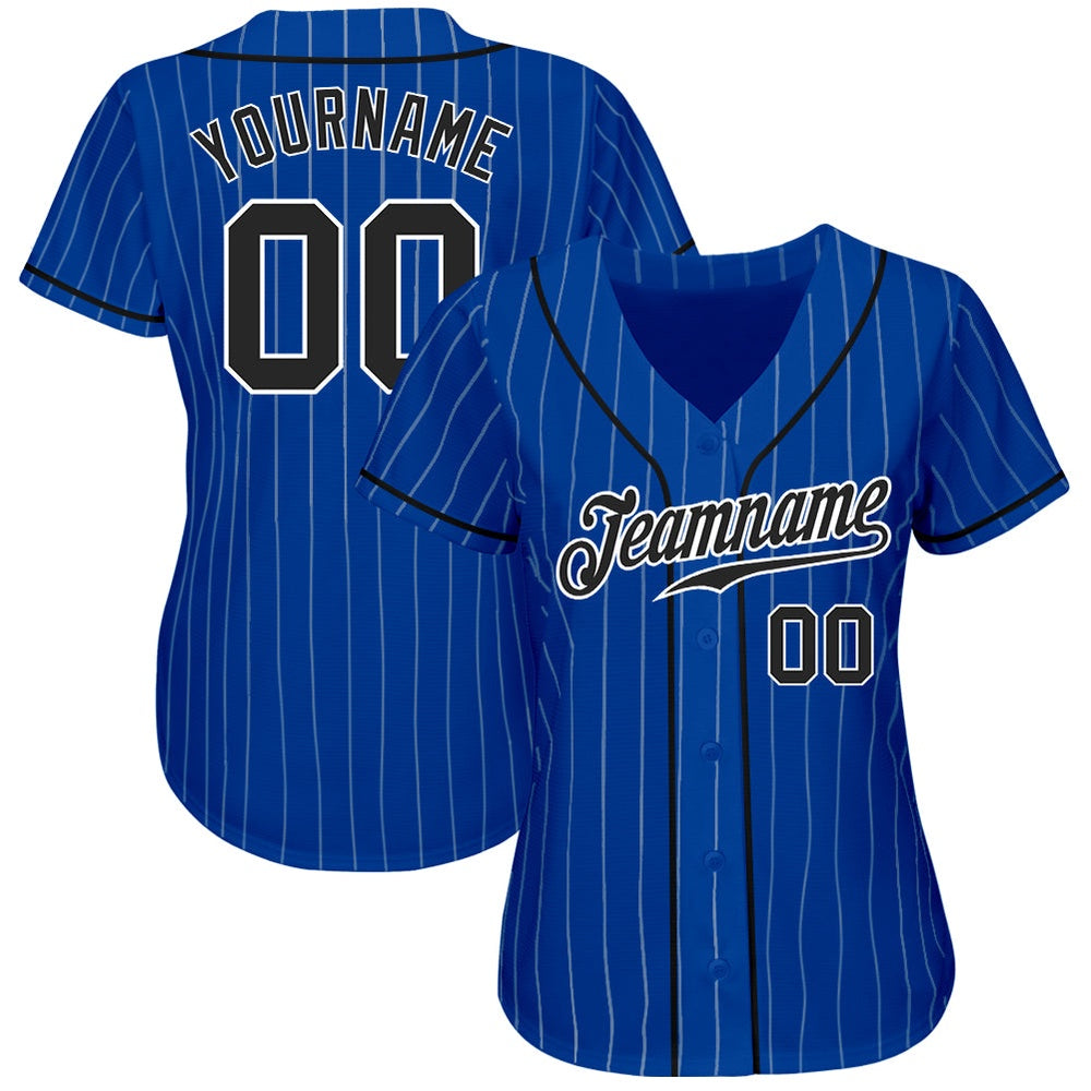 Cool Baseball Jersey, Custom Royal White Pinstripe Black White Authentic Baseball Jersey, Best Baseball Jerseys