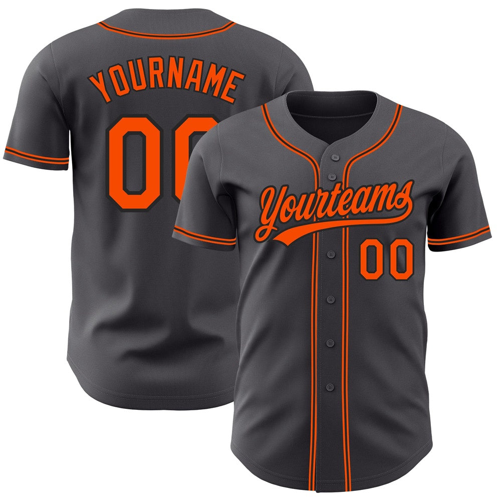 Cool Baseball Jersey, Custom Steel Gray Orange Black Authentic Baseball Jersey, Best Baseball Jerseys