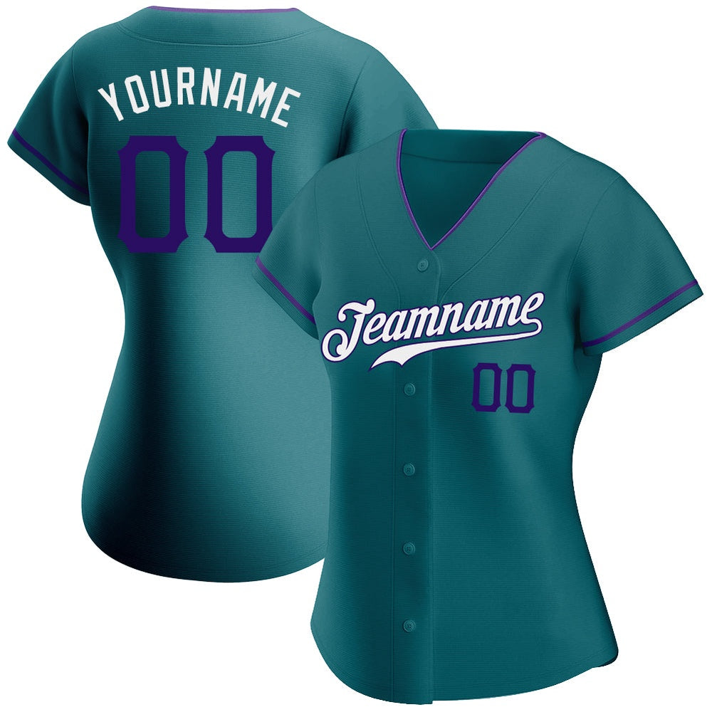 Cool Baseball Jersey, Custom Teal Purple White Authentic Baseball Jersey, Best Baseball Jerseys