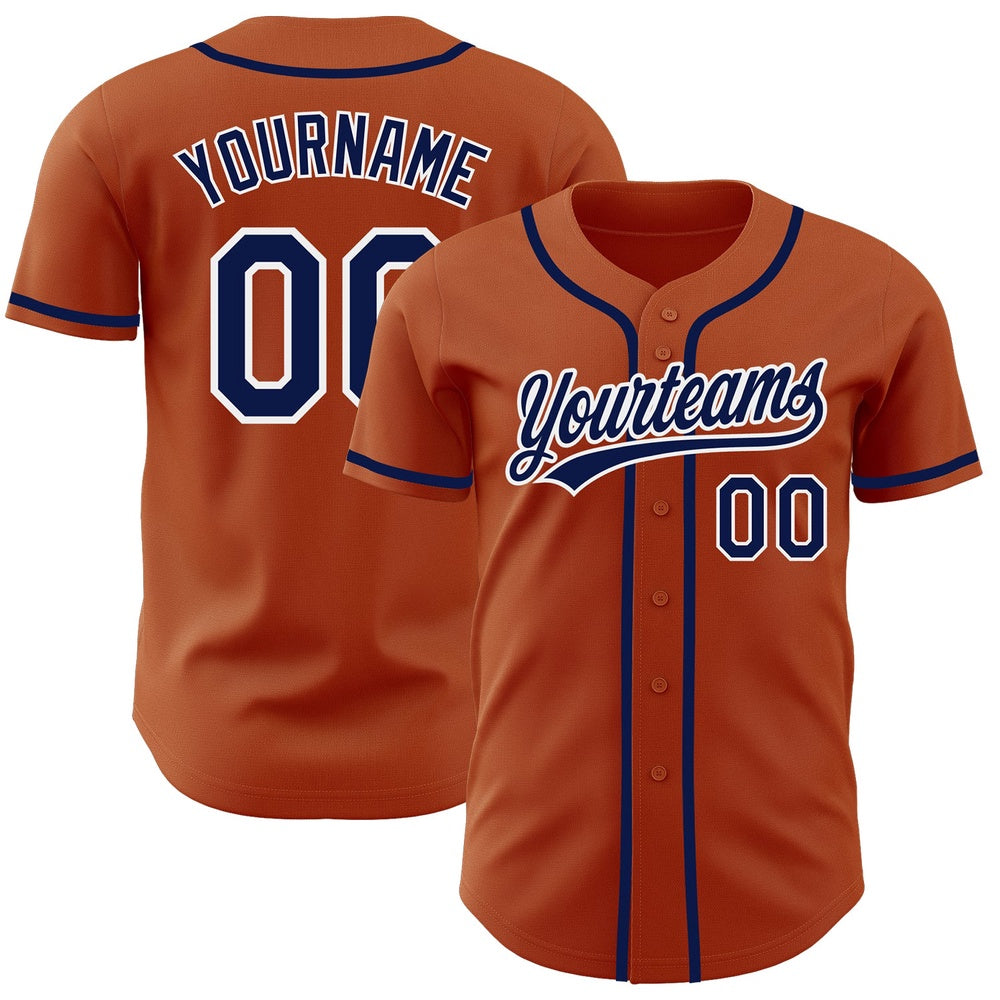 Cool Baseball Jersey, Custom Texas Orange Navy White Authentic Baseball Jersey, Best Baseball Jerseys