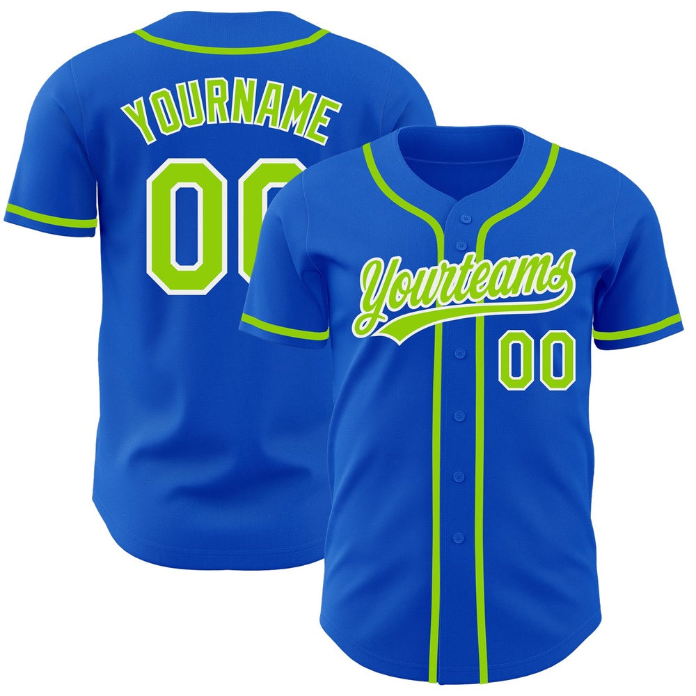 Cool Baseball Jersey, Custom Thunder Blue Neon Green White Authentic Baseball Jersey, Best Baseball Jerseys