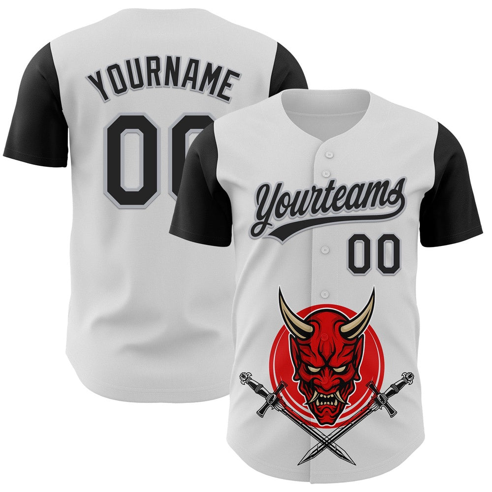 Cool Baseball Jersey, Custom White Black Gray 3D Pattern Halloween Skull Authentic Baseball Jersey, Best Baseball Jerseys