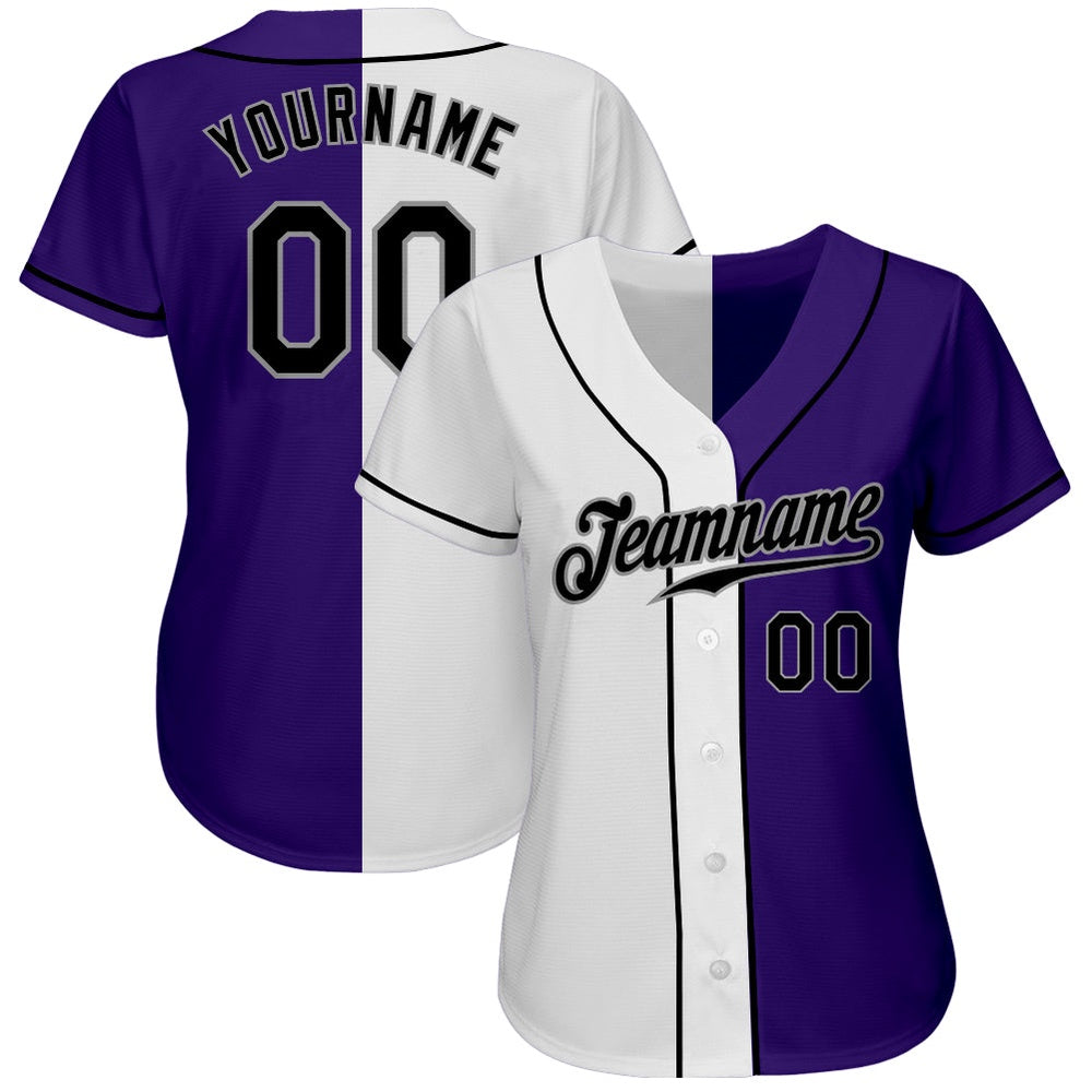 Cool Baseball Jersey, Custom White Black Gray Authentic Split Fashion Baseball Jersey, Best Baseball Jerseys