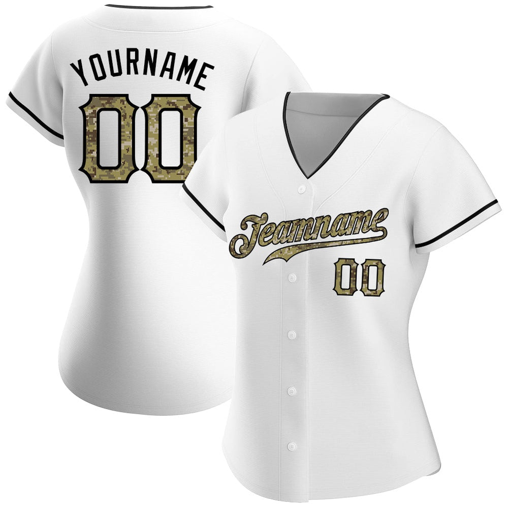 Cool Baseball Jersey, Custom White Camo Black Authentic Baseball Jersey, Best Baseball Jerseys