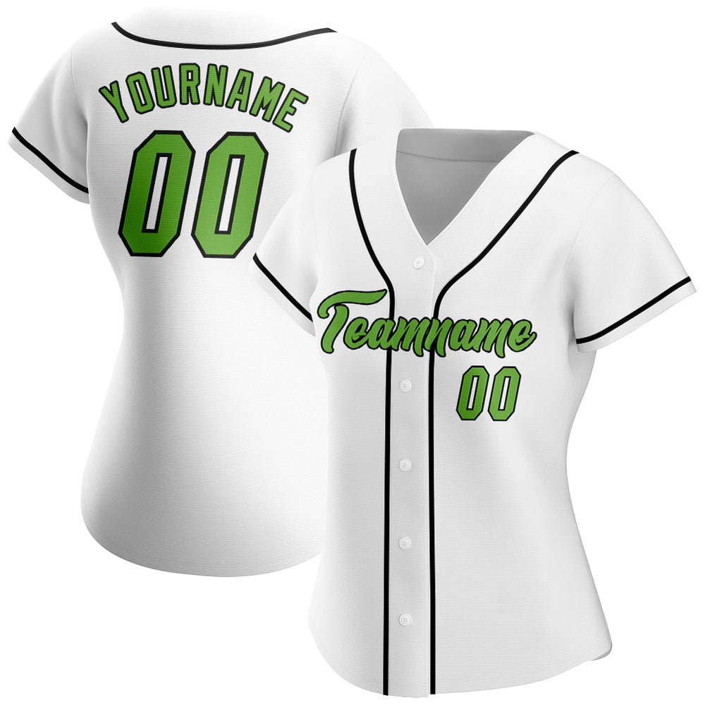 Cool Baseball Jersey, Custom White Neon Green Black Authentic Baseball Jersey, Best Baseball Jerseys