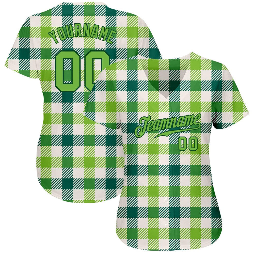 Cool Baseball Jersey, Custom White Neon Green Green 3D Pattern Design Authentic St Patrick's Day Baseball Jersey, Best Baseball Jerseys