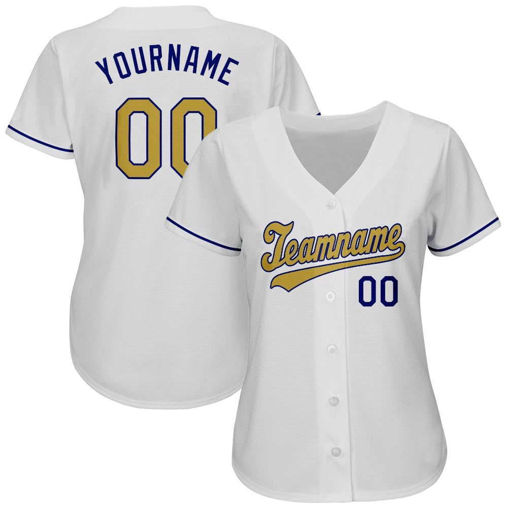 Cool Baseball Jersey, Custom White Old Gold Royal Authentic Baseball Jersey, Best Baseball Jerseys