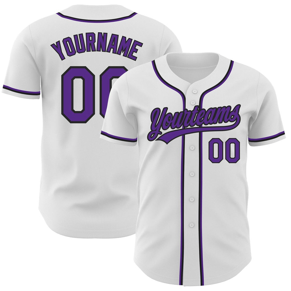 Cool Baseball Jersey, Custom White Purple Black Authentic Baseball Jersey, Best Baseball Jerseys