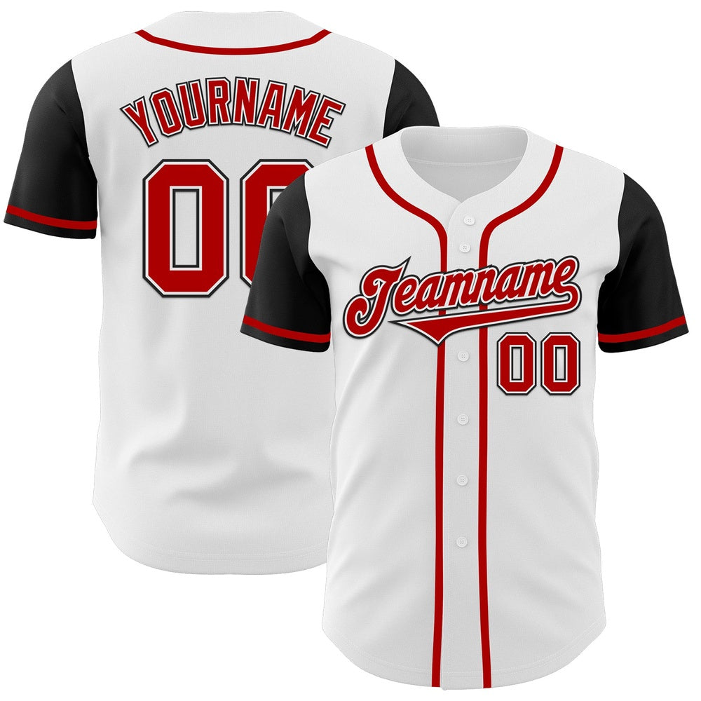 Cool Baseball Jersey, Custom White Red Black Authentic Two Tone Baseball Jersey, Best Baseball Jerseys