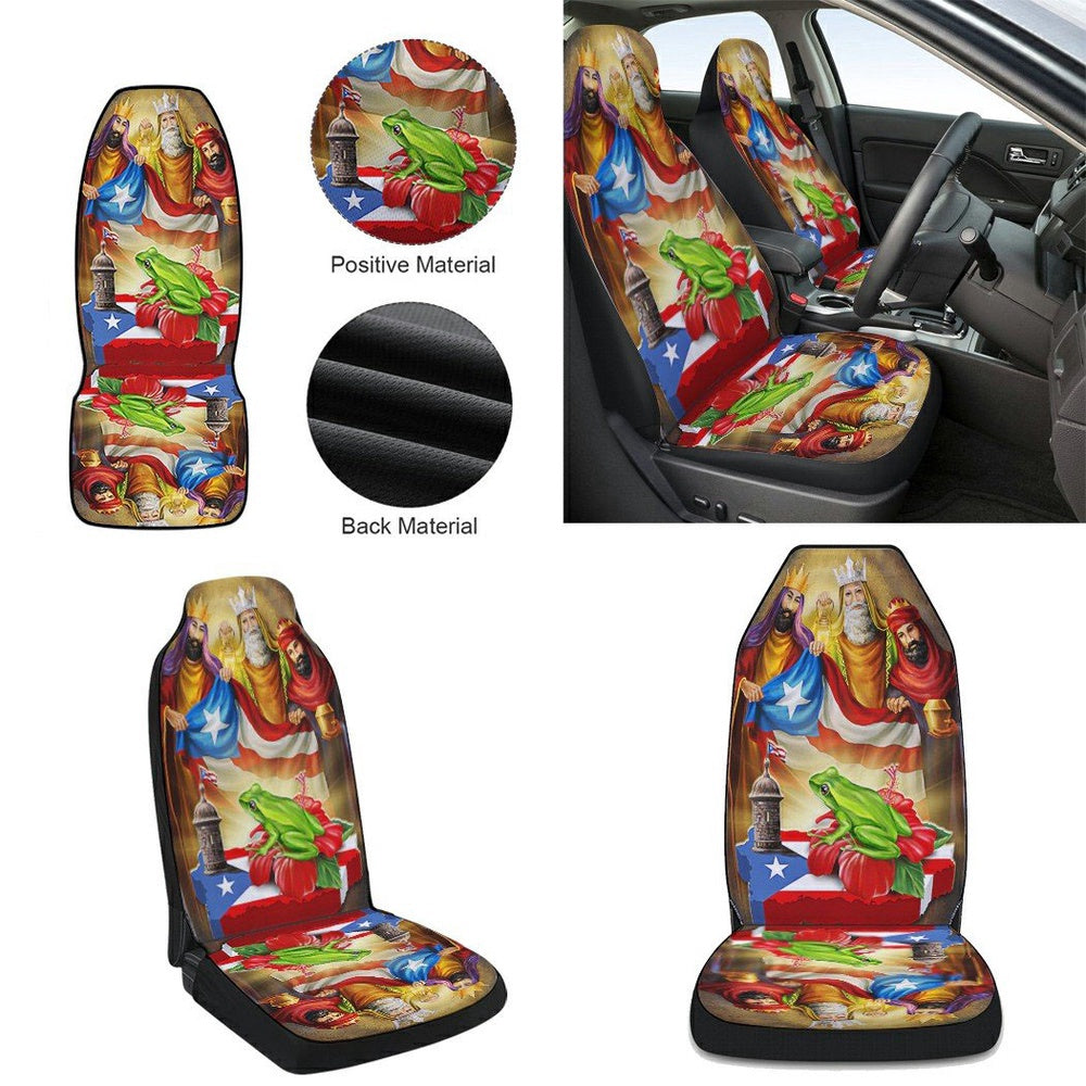 Coqui Frog Three Kings Christmas Puerto Rico Cars Seat Cover, Christmas Car Seat Covers, Car Decor Gift