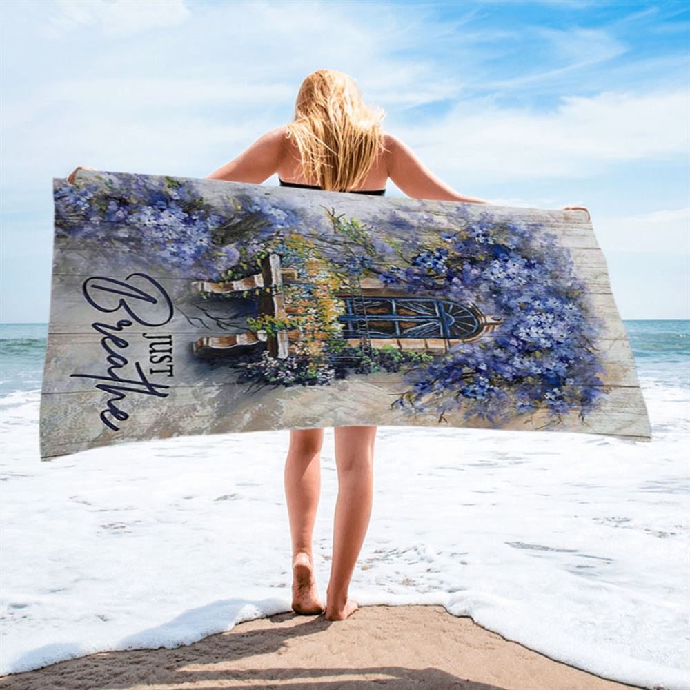 Cosmos Flower Just Breathe Beach Towel - Bible Verse Beach Towel - Christian Inspirational Beach Towel