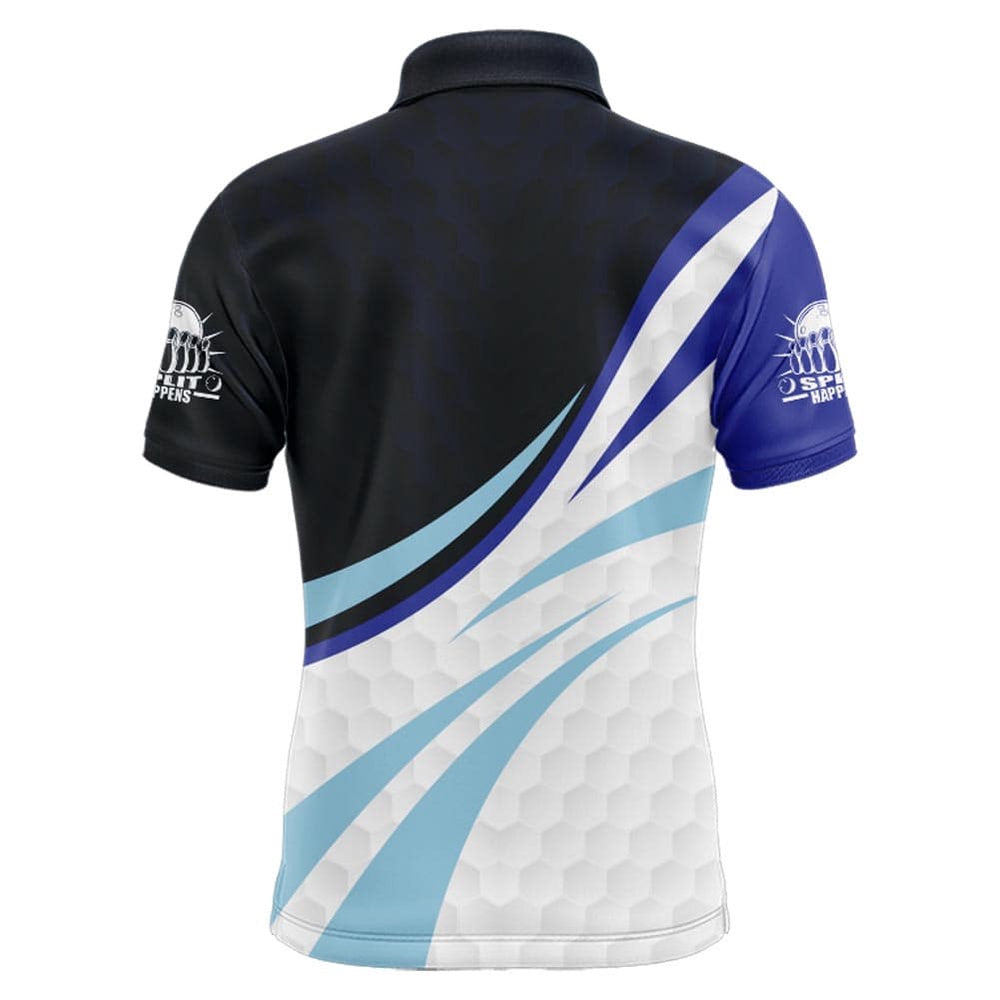 Custom Bowling Polo Shirts, Black&Blue Bowling Jersey For Men Personalized Bowling Polo Shirt