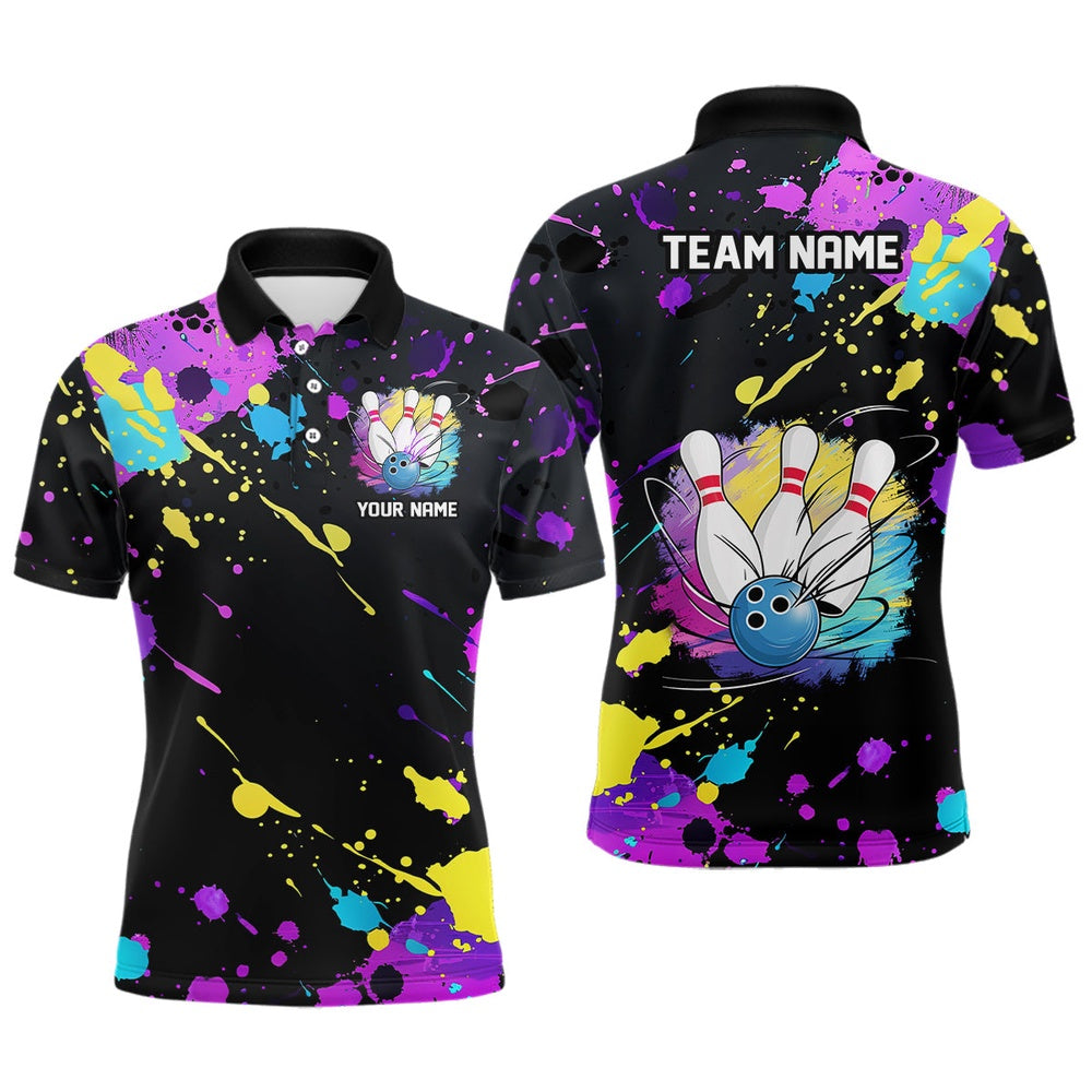 Custom Bowling Polo Shirts, Colorful Bowling Polo Shirts For Men, Personalized Bowling Team Shirts Outfit