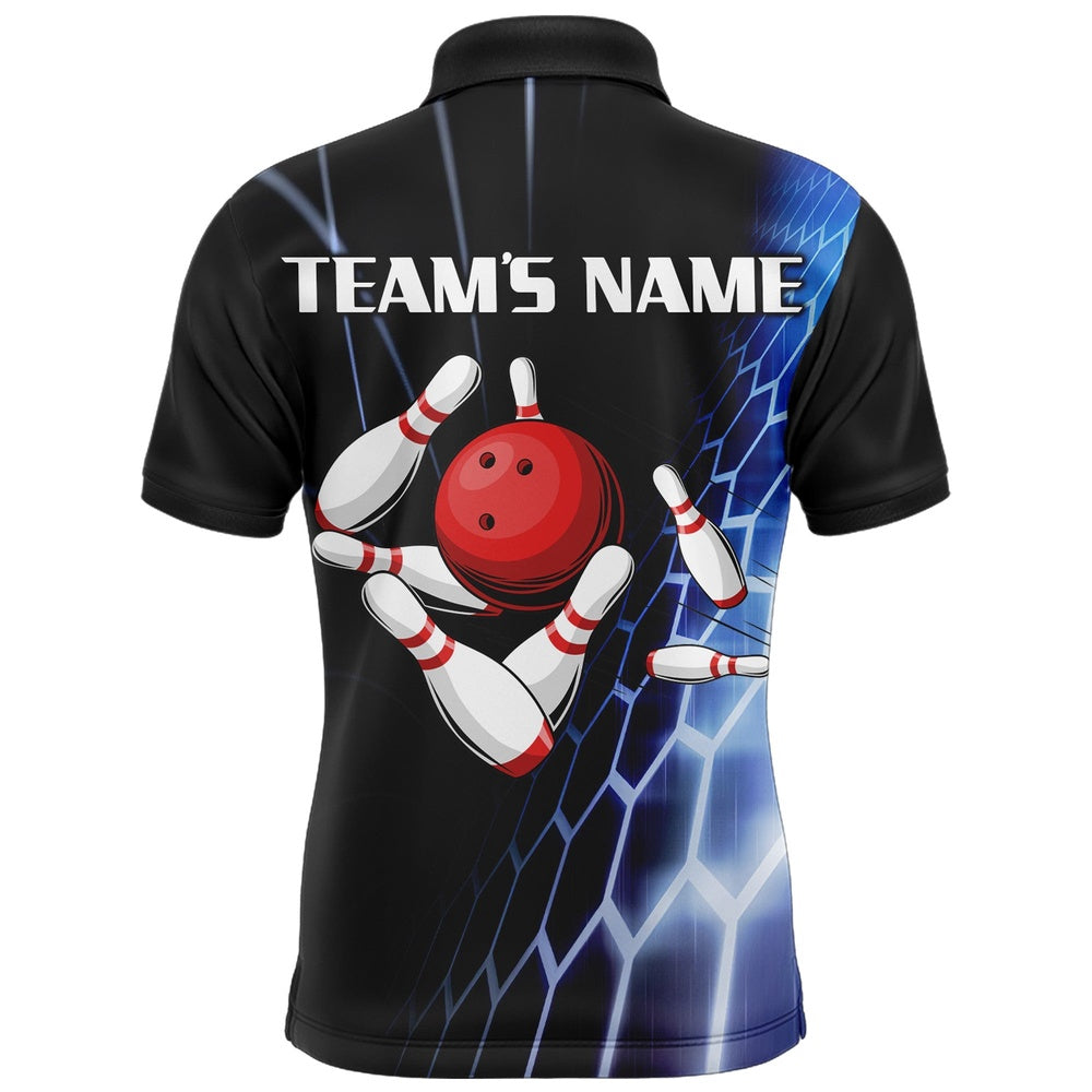 Custom Bowling Polo Shirts, Custom Bowling Polo Shirts For Men Vintage Bowling Jersey Black Bowling Team League Shirts