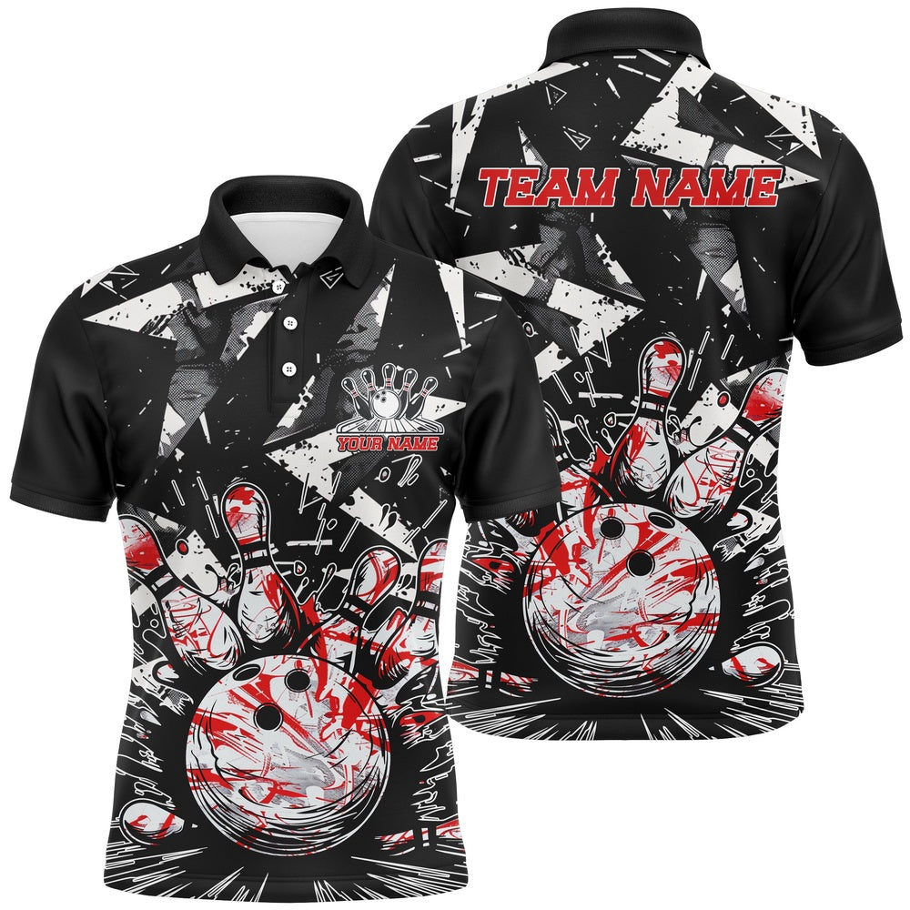 Custom Bowling Polo Shirts, Custom Multicolor Camo Bowling Team Shirts For Men And Women, Strike Bowling Tournament Team Shirts For Bowlers
