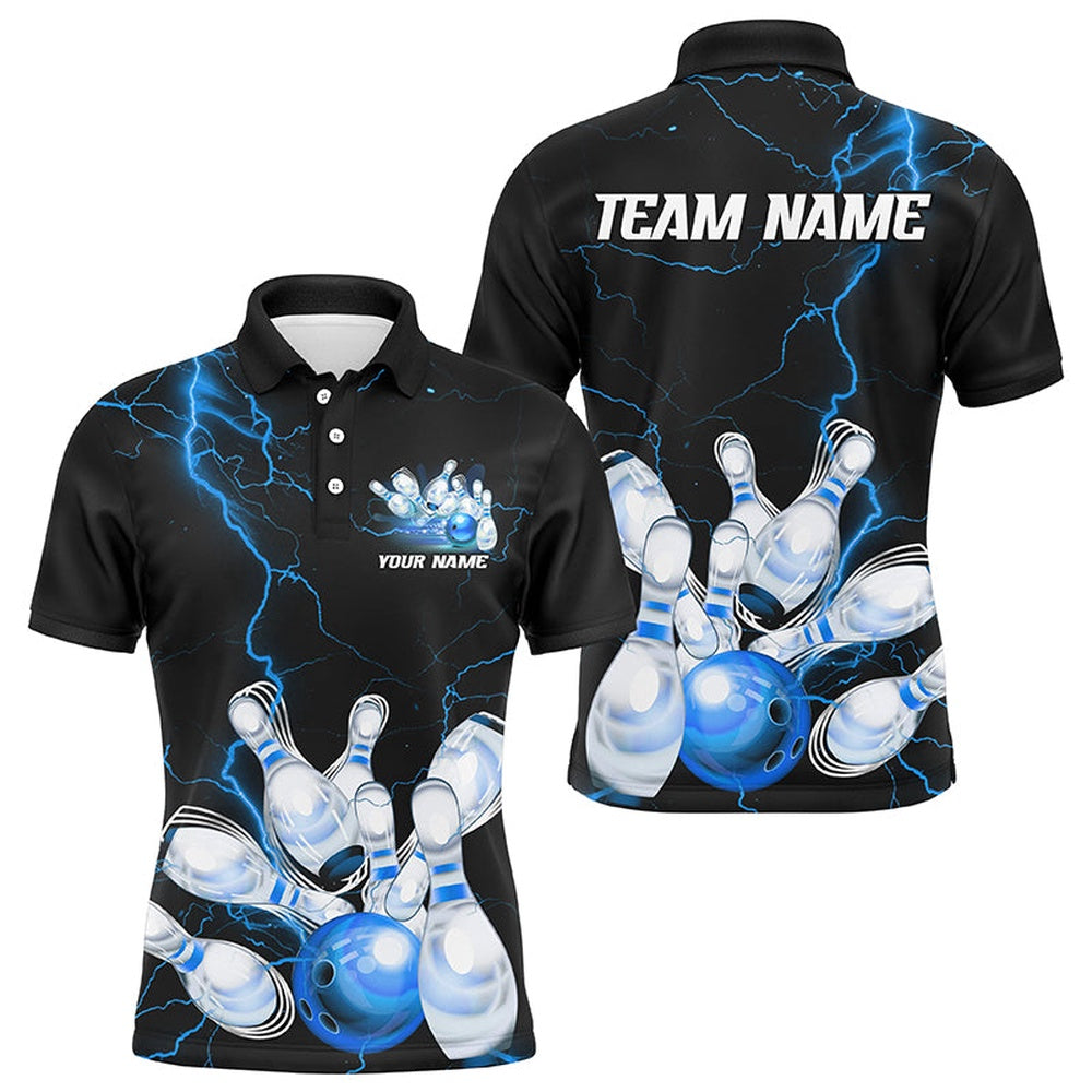 Custom Bowling Polo Shirts, Customize Multicolor Thunder Lightning Bowling Shirts For Men And Women, Strike Bowling Team Jerseys