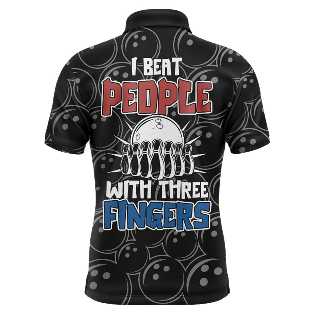 Custom Bowling Polo Shirts, Funny Men Bowling Shirt Personalized Polo Short Sleeve American Flag Bowler Jersey