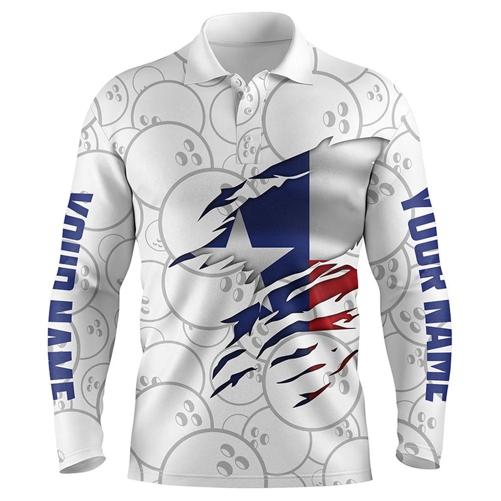 Custom Bowling Polo Shirts, Mens Polo Bowling Shirts Custom Name Texas Flag Bowling Team Bowlers Jersey, Bowling Team Shirt