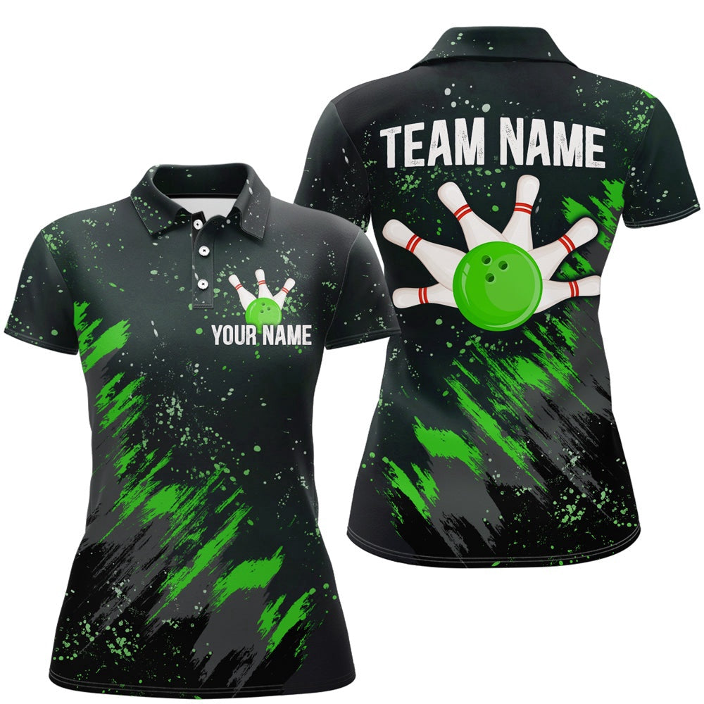 Custom Bowling Polo Shirts, Personalized Green Bowling Jersey Team Custom Bowling Polo Shirt For Men & Women