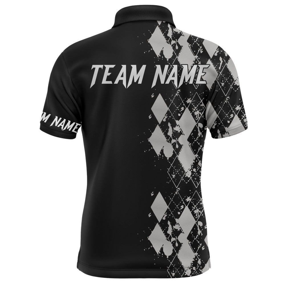 Custom Bowling Polo Shirts, Personalized Men Polo Bowling Shirt, Custom Name Argyle Pattern Bowler Team Jersey