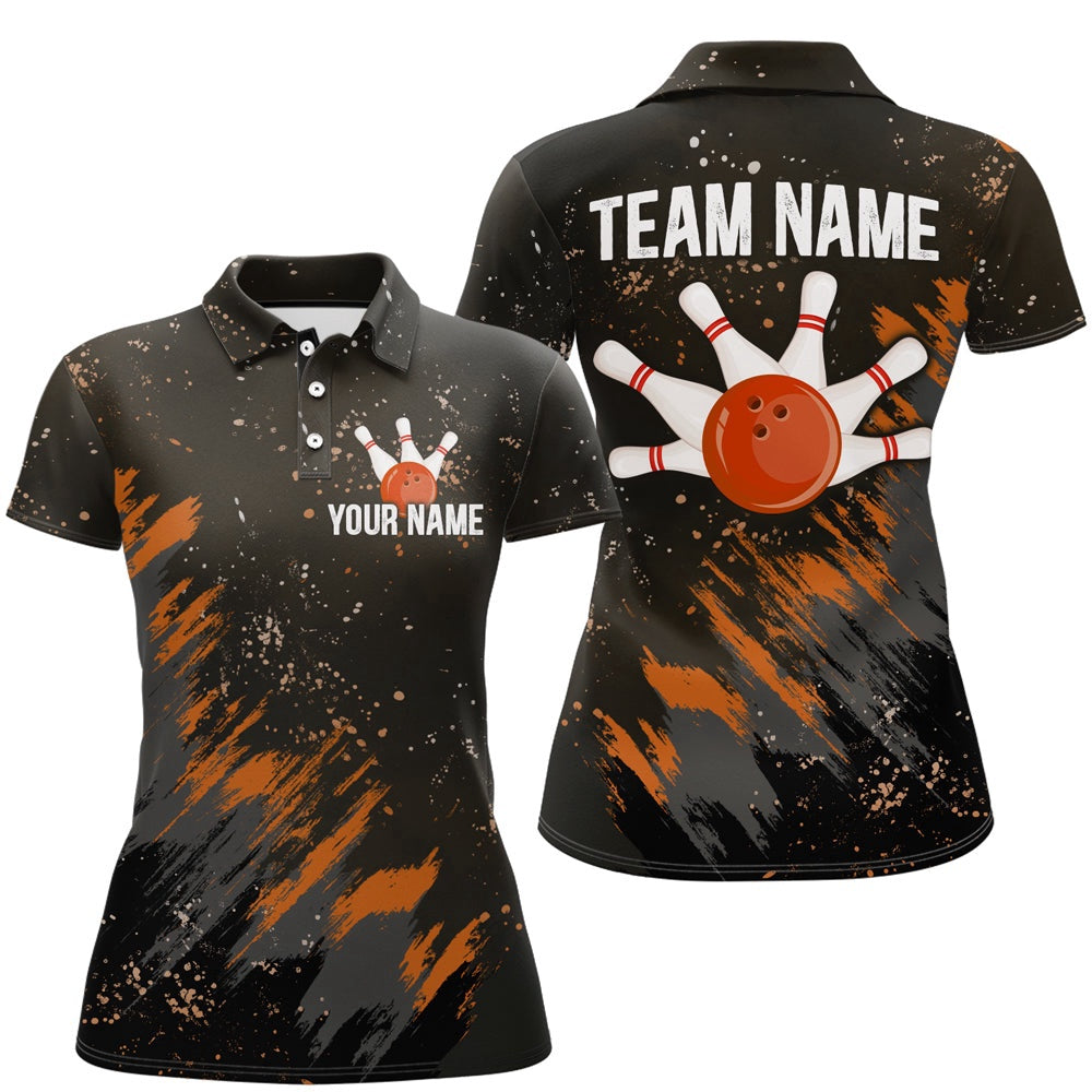 Custom Bowling Polo Shirts, Personalized Orange Bowling Jersey Team Custom Bowling Polo Shirt For Men & Women