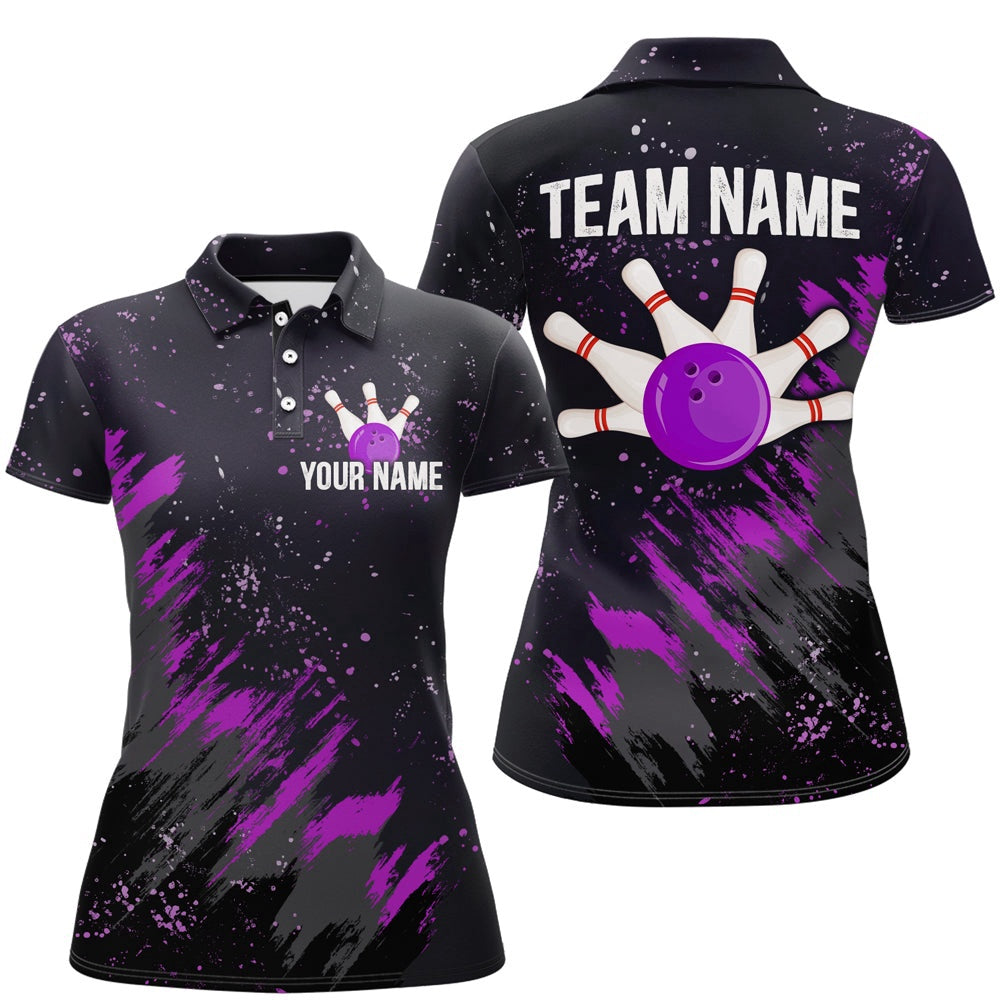 Custom Bowling Polo Shirts, Personalized Purple Bowling Jersey Team Custom Bowling Polo Shirt For Men & Women