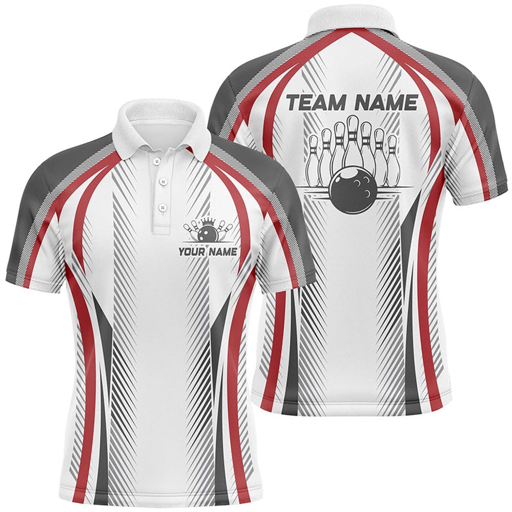 Custom Bowling Polo Shirts, Personalized Red Bowling Shirts Bowling Team Jersey Bowling League Outfits For Men And Women