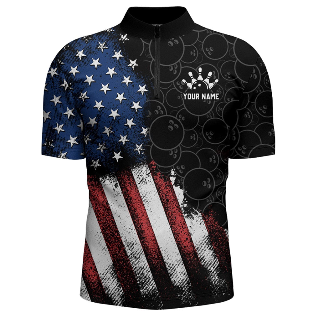 Custom Bowling Polo Shirts, Skull Bowling Polo Shirt Us Flag Bowling Jersey Men Bowling Camo Bowling Customized