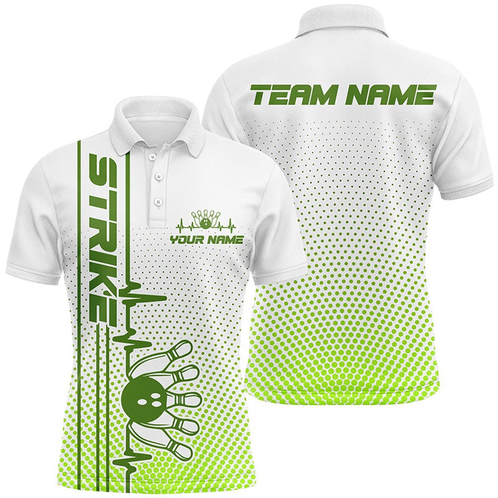 Custom Bowling Polo Shirts, Strike Bowling Custom Bowling Shirts For Men And Women Bowling Team Jerseys Bowlers Outfits Green