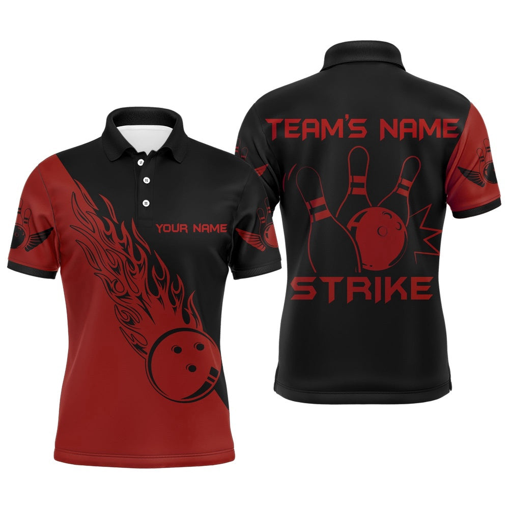 Custom Bowling Polo Shirts, Strike Bowling Polo Shirt For Men Custom Bowling Jersey Bowing Team Shirts