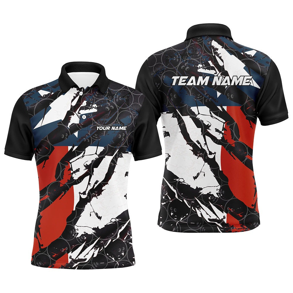 Custom Bowling Polo Shirts, Texas Flag Custom Bowling Team Shirts For Men And Women, Patriotic Bowling Team Jerseys