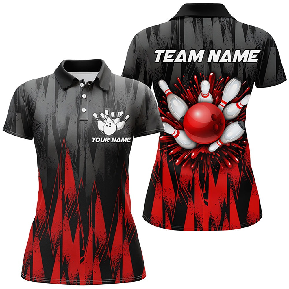 Custom Bowling Polo Shirts, Unisex Bowling Team Jerseys Custom Red Bowling Polo Shirt For Men & Women
