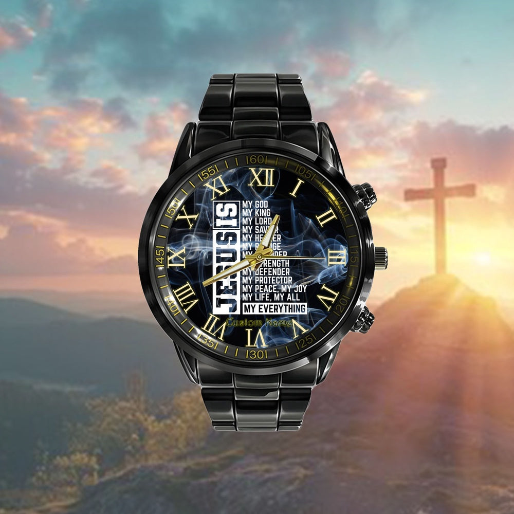 Custom Christian Watch, Faith Cross Christian Religious Jesus Lord Jesus Watch, Religious Watch
