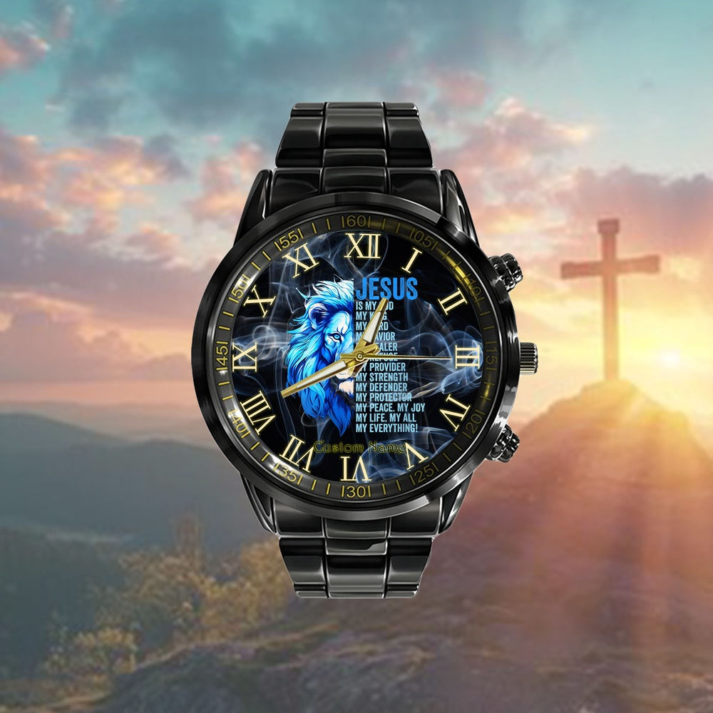 Custom Christian Watch, Womens Jesus Is My God King, Lord, And Savior, Lion Christian Watch, Religious Watch