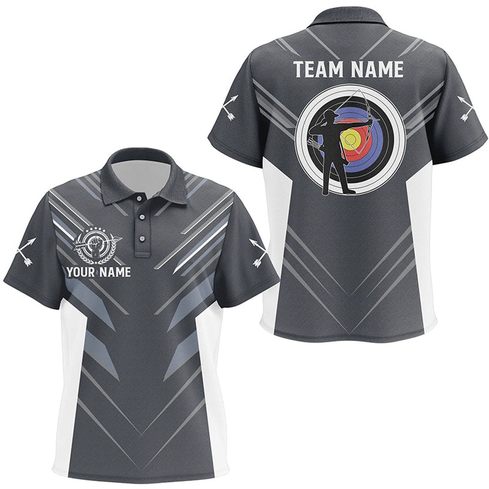 Custom Grey Archery Jerseys Polo Shirts Best Archery Jersey Design Shirts For Archer, Archery Team Shirts, Custom Archery Shirts
