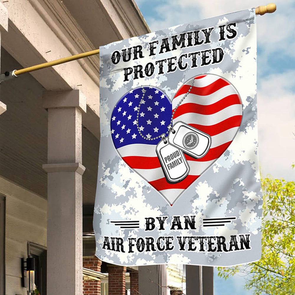 Custom US Air Force Flag, Our Family Is Protected Air Force Flag, Military Air Force Flag, Veteran Day Gift