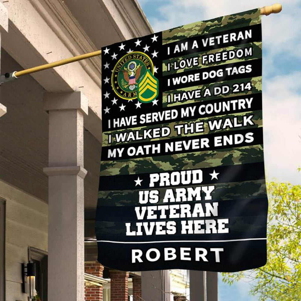 Custom US Army Flag, Flag With Insignia Veteran'S Pride, US Army Veteran Flag, Army Retired Flag