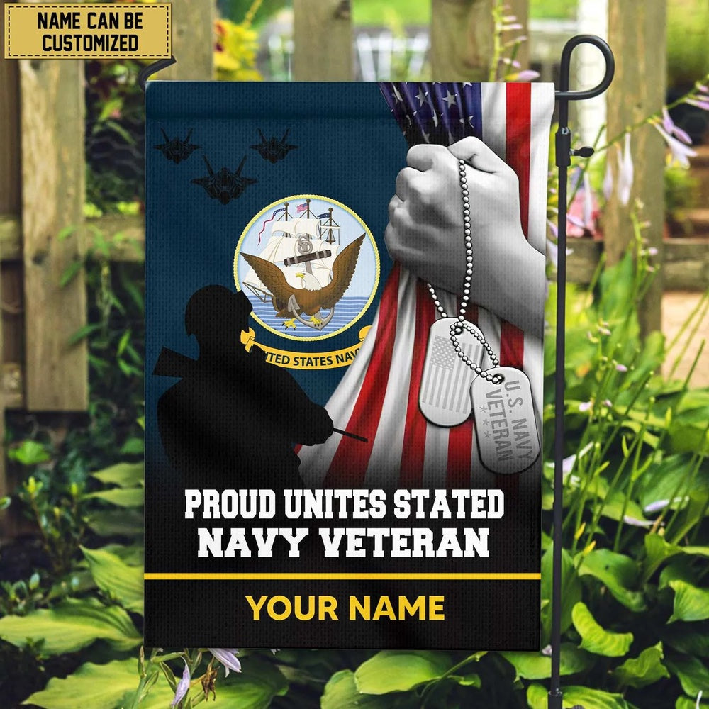Custom US Navy Flag, Premium Us Navy Veteran Name American Flag, Gift For Navy Veteran Garden Flag, US Navy Garden Flag, US Veteran Flag