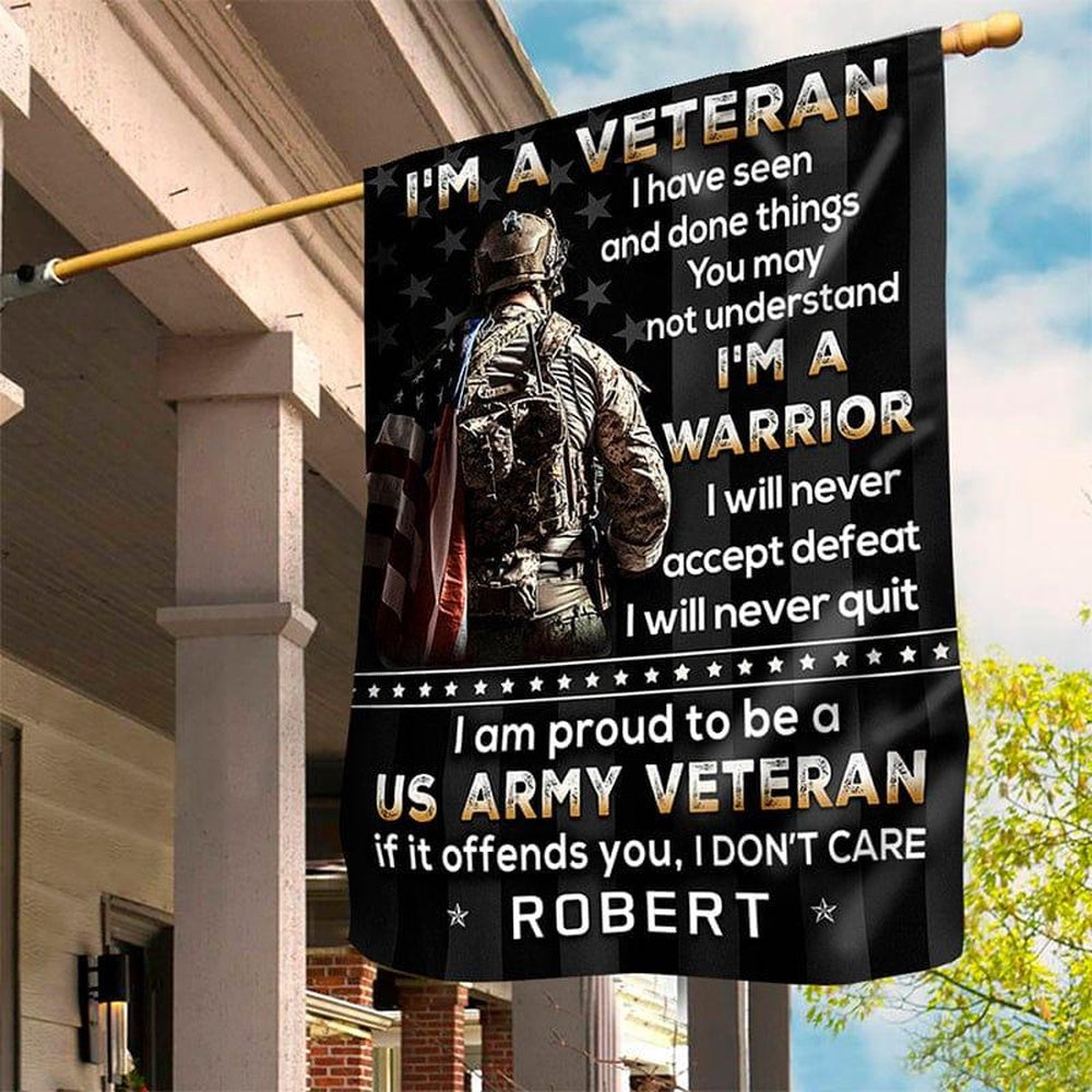 Custom US Veteran Flags, I Am A Warrior Flag