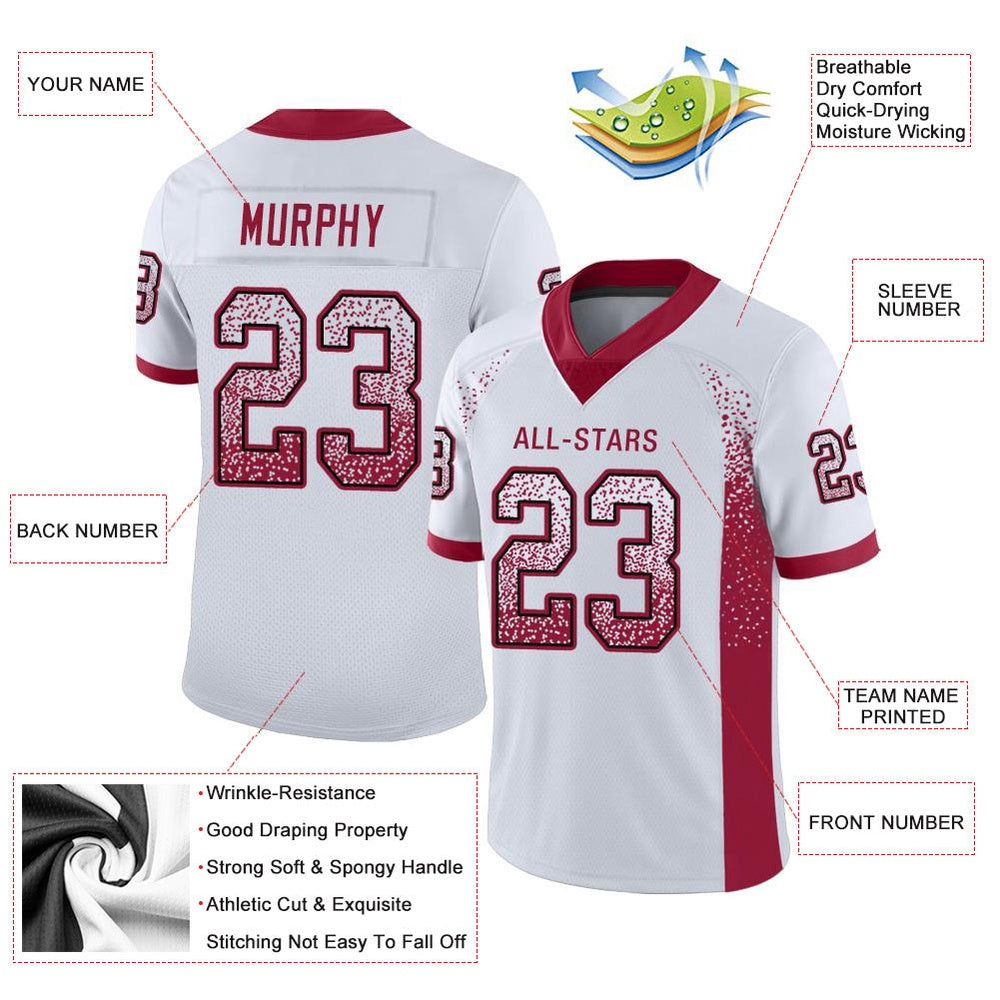 Custom White Cardinal Black Mesh Drift Fashion Football Jersey, Team Jerseys Football, Custom Football Jersey