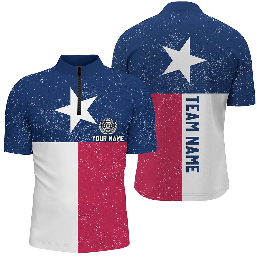 Customized Grunge Texas Archery Men Quarter-Zip Shirts, Best Patriotic Texas Flag Shirts, Archery Team Shirts, Custom Archery Shirts