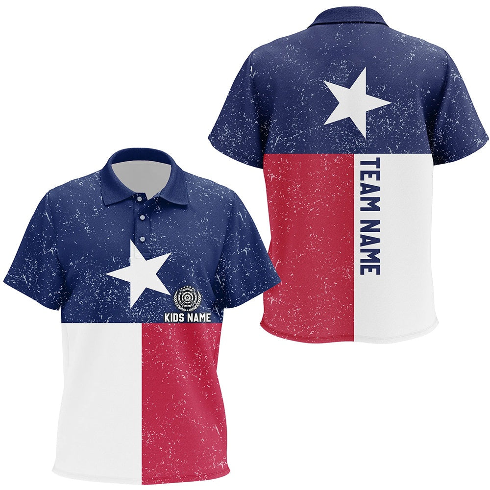 Customized Grunge Texas Archery Polo Shirts, Patriotic Texas Flag Shirts For Archer, Archery Team Shirts, Custom Archery Shirts