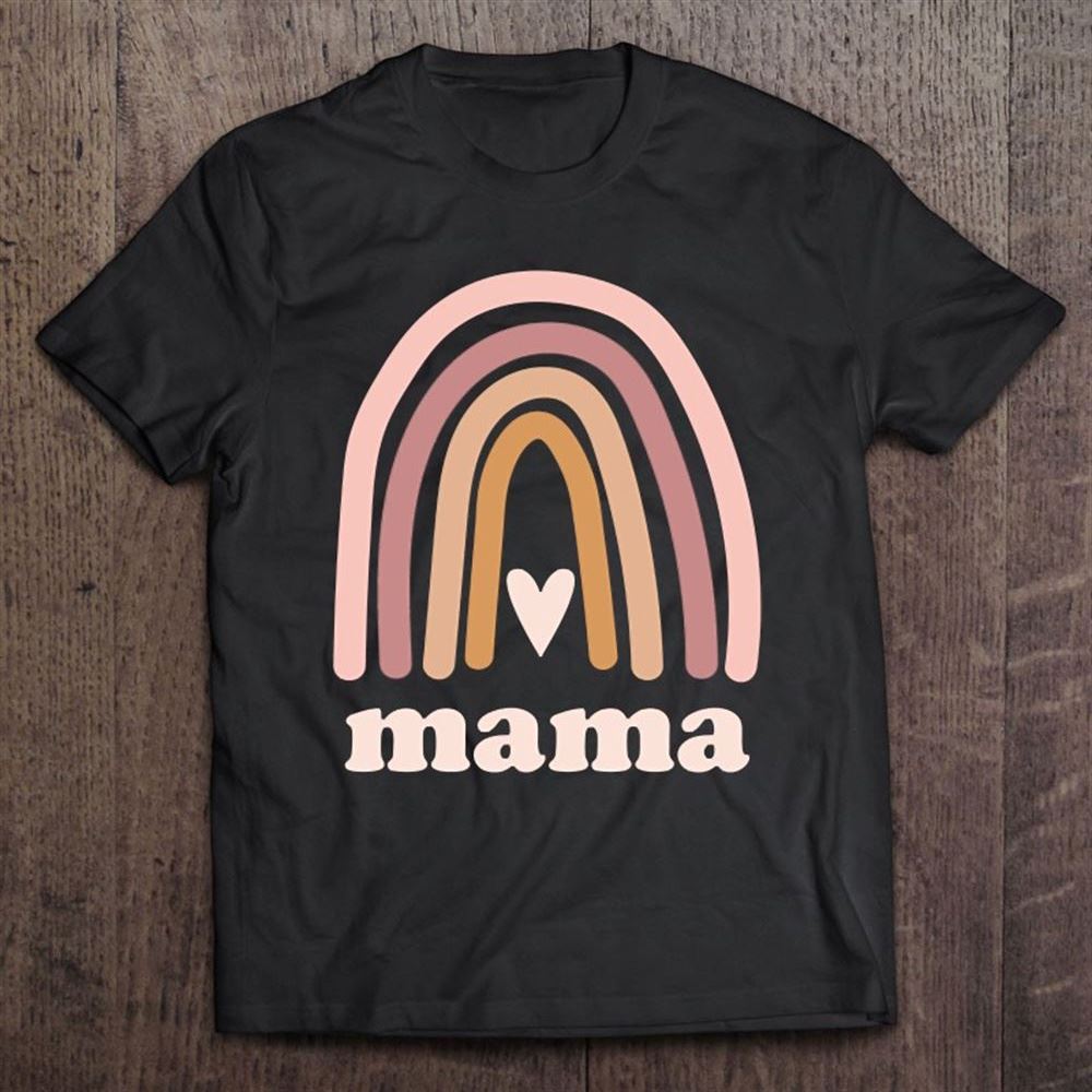 Cute Rainbow Mama Minimal Pocket Heart Motherhood Love T Shirt, Mother's Day Shirt, Shirt For Mom, Mom Shirt