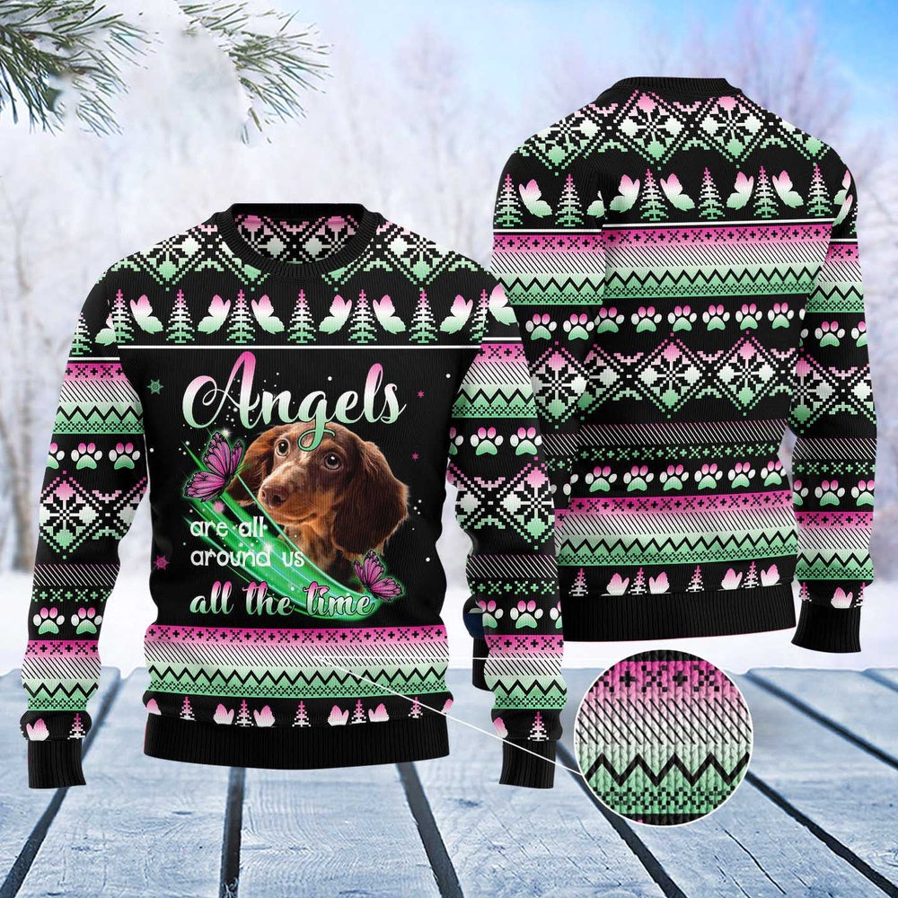 Dachshund Angel Ugly Christmas Sweater, Funny Xmas Sweater, Sweater Xmas