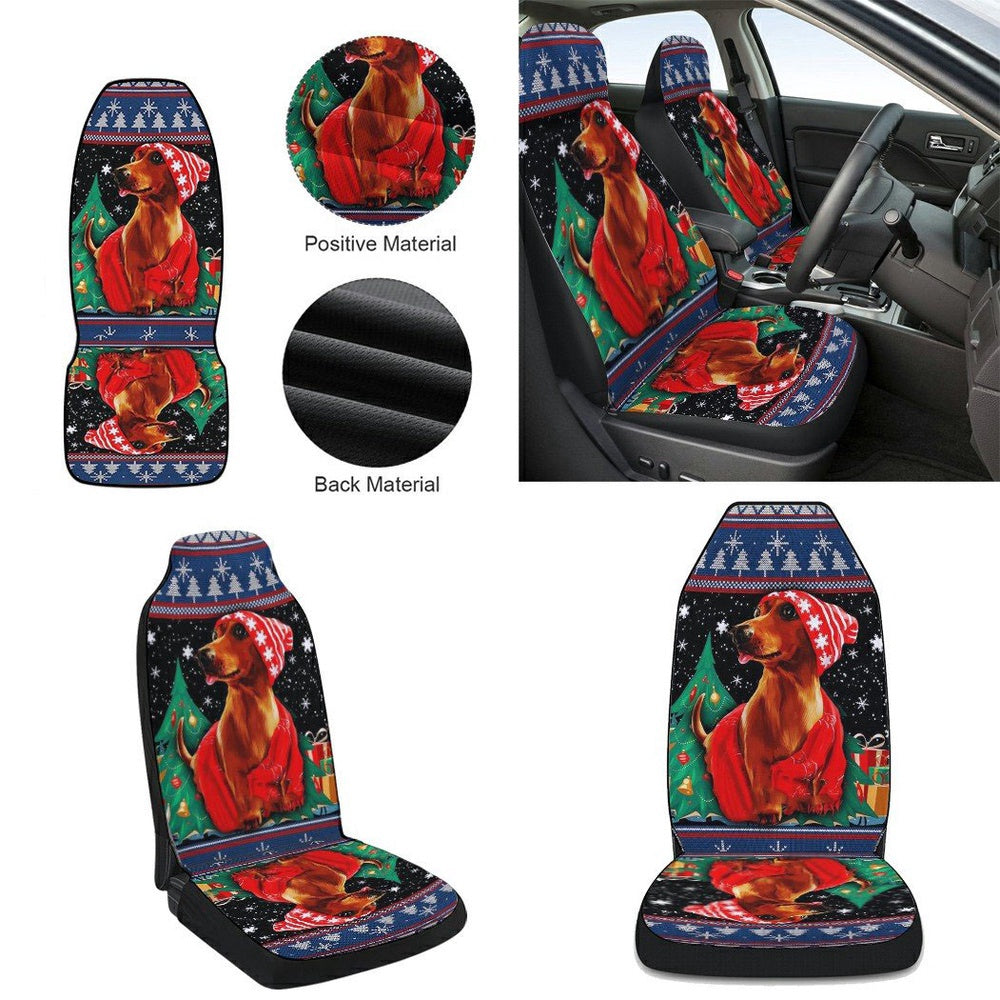 Dachshund Christmas Cars Seat Cover, Christmas Car Seat Covers, Car Decor Gift